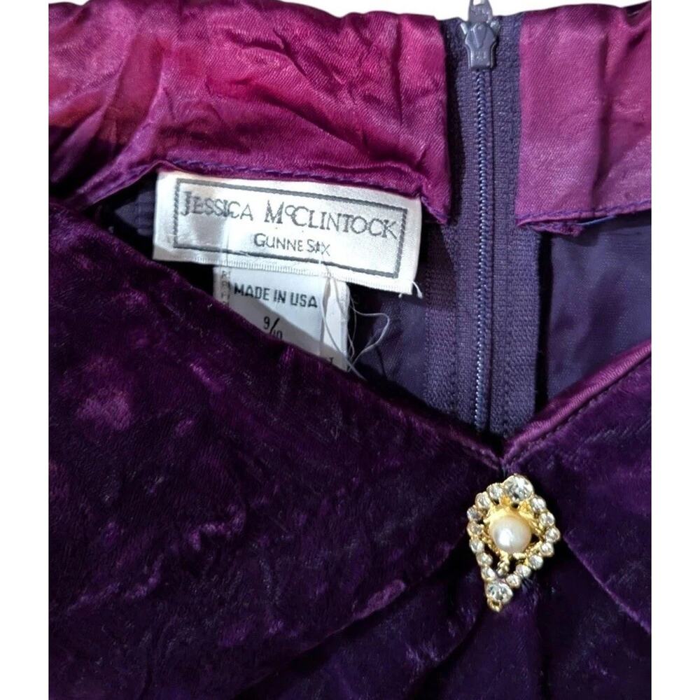 Vintage Jessica McClintock Gunne Sax Velvet Long Evening Dress Deep Purple 7 9 - Picture 3 of 11